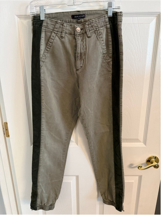 Dear John Denim - Dear John Olive Green Contrast Side Stripe Jogger Pants Utility Cargo Size 28